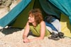 girl inside tent